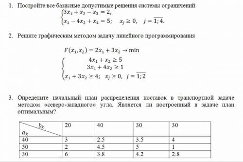 1.Постройте все базисные допустимые решения системы ограничений 2.Решить графическим методом задачу