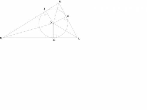 В треугольник вписана окружность. Вычисли неизвестные углы, если ∢ OMN = 26° и ∢ LNO = 29°. 12ok.png