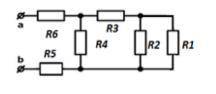 Вычислите эквивалентное сопротивление цепи (см. рисунок), если R1 = 1 Oм, R2= 2 Ом, R3= 3 Ом, R4= 4