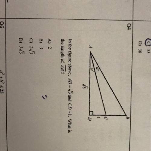 In the figure above AD =|3 and CD =1.What is the length of AB ?