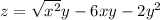 z=\sqrt{x^2}y-6xy-2y^2