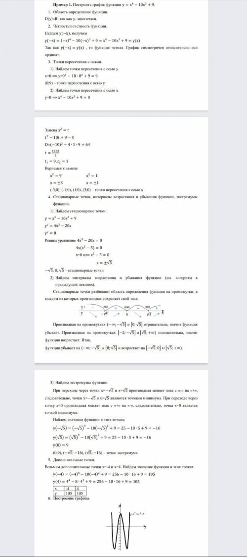 Исследование и построение графика функции решить как в данном образце, ​