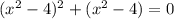 ( {x}^{2} - 4) {}^{2} + ( {x}^{2} - 4) = 0