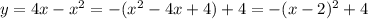 y=4x-x^2=-(x^2-4x+4)+4=-(x-2)^2+4