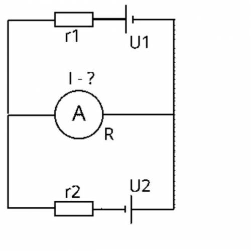 Знайти покази амперметра і напрямок струму через нього. Опір амперметра R.