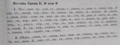 Вставь букву Е, И или я 1. Пл...нят, тр...пье, ст...рплю, т...снить, ч...рню, п...нька, скр...б- ков