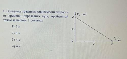 пользуясь графиком зависимости скорости от времени определить путь пройденный телом за первые 2 секу