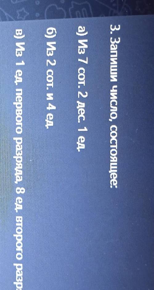 А) Из 7 сот. 2 дес. 1 ед. б) Из 2 сот. и 4 ед.в) Из 1 ед. первого рязряда, 8 ед. второго разряда и 4