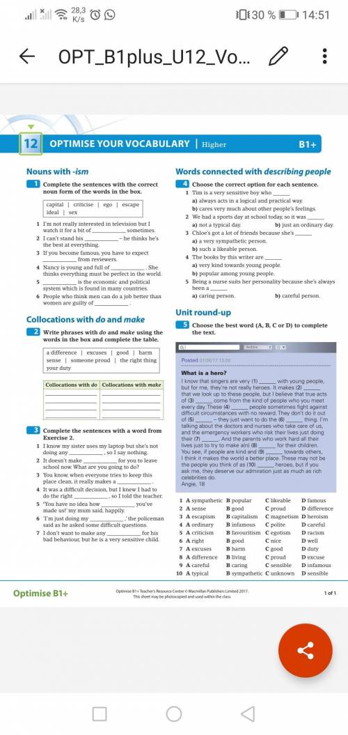 Collocations with do and make 2 Write phrases with do and make using the words in the box and comple