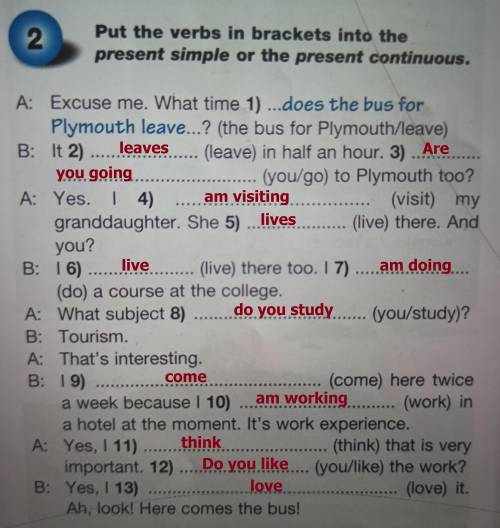 Put the verbs in brackets into the present simple or the present continuous.