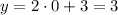 y=2\cdot 0+3=3