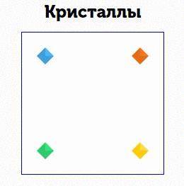 В окне игры размещены 4 кристалла, каждой на своей позиции. Пропишите для каждого из них изменение к