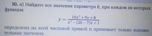 Найдите все значения параметра b, при каждом из которых функция определена на всей чсиловой прямой и