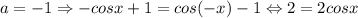 a=-1\Rightarrow -cosx+1=cos(-x)-1\Leftrightarrow 2=2cosx