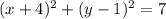 (x + 4)^{2} + (y - 1)^{2} = 7