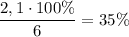 \dfrac{2,1 \cdot 100\%}{6} =35 \%