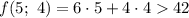 f(5;\ 4)=6\cdot5+4\cdot442