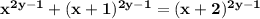 \bf\\x^{2y-1}+(x+1)^{2y-1}=(x+2)^{2y-1}