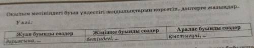 Оқылым мәтініндегі буын үндестігі заңдылықтарын көрсетіп, дәптерге жазыңдар. Үлгі: