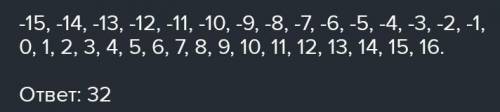 7. Сколько целых чисел расположено на координатной прямой между числами -16 и 17 ?​