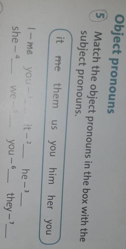 Object pronouns 5) Match the object pronouns in the box with the subject pronouns it me them us you