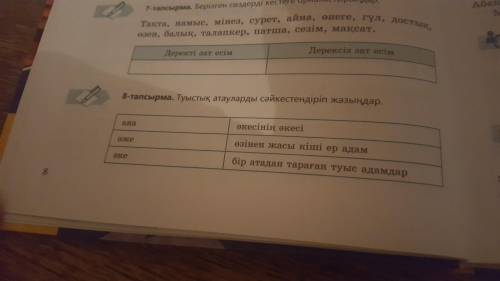 8-тапсырма туыстық атауларды сəйкестендіріп жазыңдар на казахском пишите