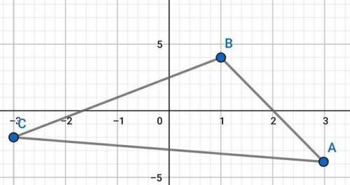 Начерти на координатной плоскости треугольник ABC если А(3:-4)B(1:4)C(-3:-2​