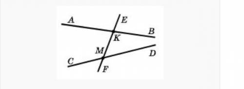 Прямая EF пересекает прямые AB и CD. Укажите все пары дополнительных лучей с началом в точке K