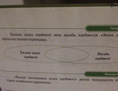 Халық ауыз әдебиеті мен жазба әдебиетін Венн диаграммасы арқылы салыстындар