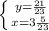 \left \{ {{y=\frac{21}{23} } \atop {x =3\frac{5}{23} }} \right.