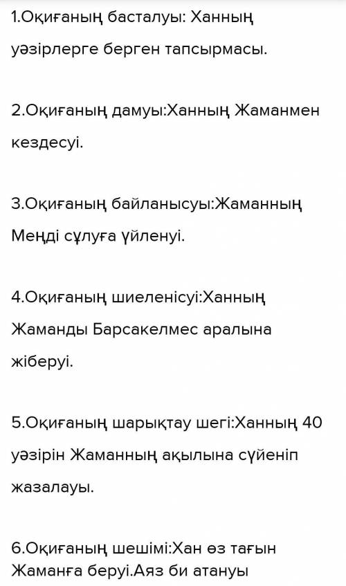 Аяз би оқиғаның басталуы дамуы шешіндісі шарықтау шегі шешімі​