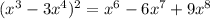 ({x}^{3} - 3 {x}^{4})^{2} = {x}^{6} - 6 {x}^{7} + 9 {x}^{8}