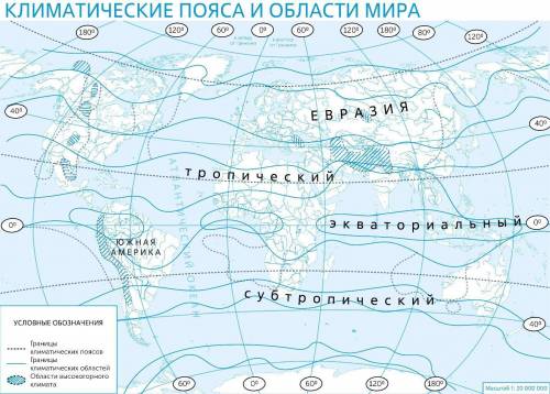 Нанесите на контурную карту материки и океаны (подпишите их), климатические пояса. Климатические поя