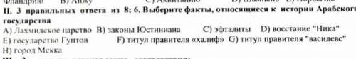 3 правильных ответа из 8: 6 выберите факты относящиеся к Арабскому государству