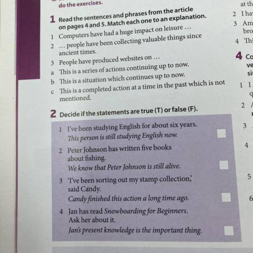 1. read the sentences and phrases from the article on page 4 and 5. match each one to an explanation