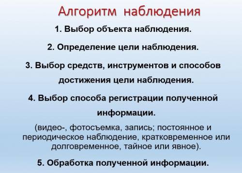 Выбрать объект исследования(наблюдение проводить не менее 15 минут, все записат , по какому плану ну