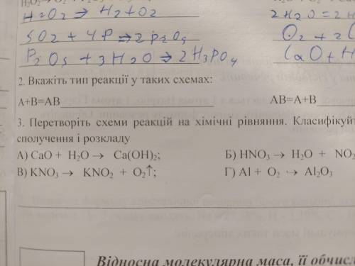 Вкажіть тип реакції у тиких схемах:(2)A+B=ABAB=A+B