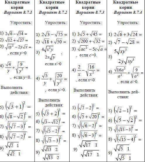 ЗАДАНИЕ ПО АЛГЕБРЕ 8.7.2 вариант