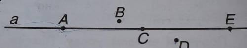 Познач точки которые не лежат на прямой a варианти:a) A и B б) B и C в) B и E г) Б и Д