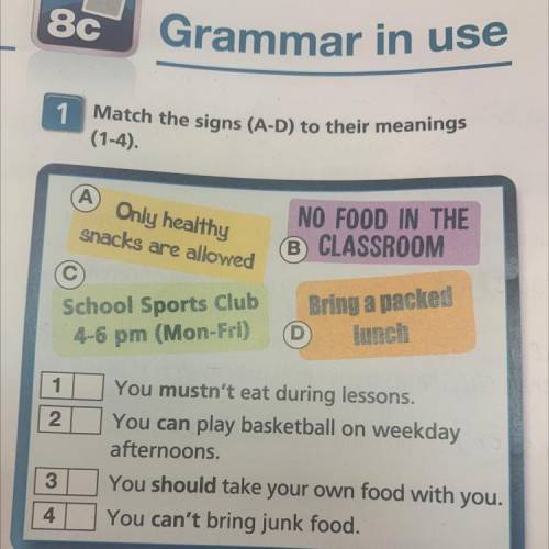 1 Match the (A-D) to their meanings (1-4)