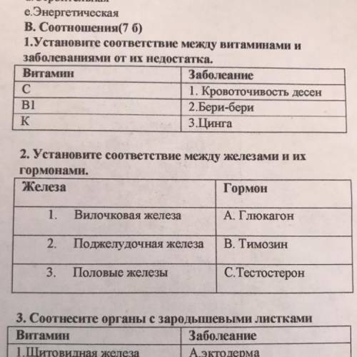 сделать: Установите соответствие между витаминами и заболеваниями от их недостатка