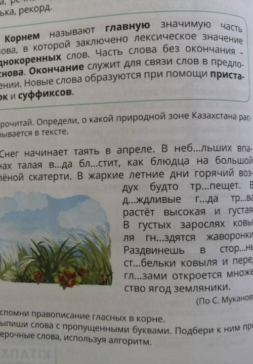 Прочитай определи О какой природной зоне Казахстана рассказывается в тексте