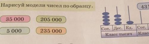 7. Нарисуй модели чисел по образцу. 431 000 a) 35 000 1 8 205 000 б) 5 000 235 000 Сот. Дес. | Ед. С