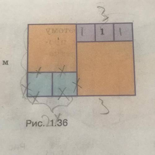 1.4 ts Прямоугольник разрезали на семь квадра- тов так, как это показано на рисунке 1.36. Пло- щадь