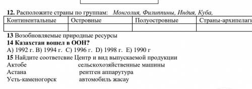 15 Найдите соответсвие Центр и вид выпускаемой продукции Актобе сельскохозяйственные машины Астана р