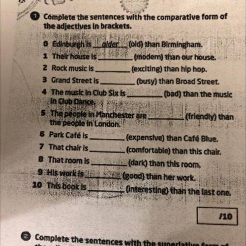 Complete the sentences with the comparative form of the adjectives in brackets.