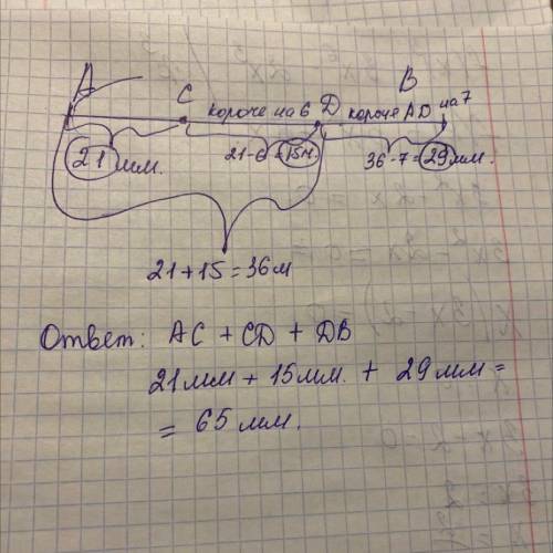 Точка C и D разделяют отрезок A B на три последовательные части AC CD и DB найти длину отрезка AB ес