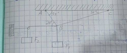 определить реакции стержней удерживающих грузы F1=0.4 кН F=0.5кН. массой стержней пренебречь ) (тех