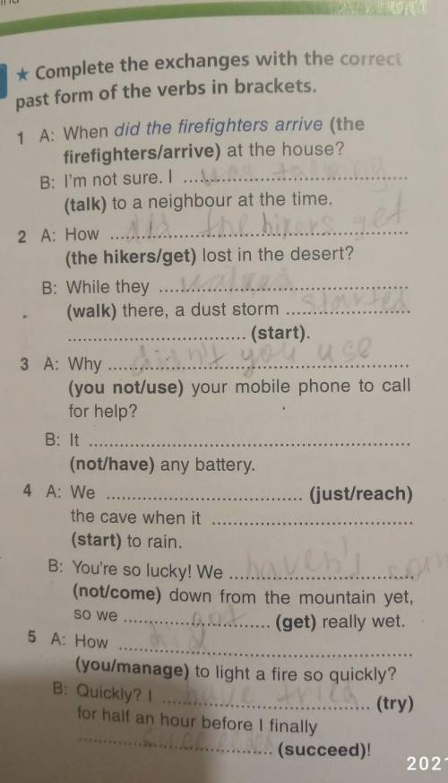 Complete the exchanges with the correct past form of the verbs in brackets