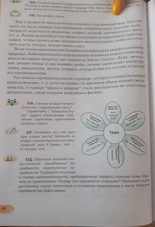 упражнение 53 Б. совпали ли ваши предположения с содержанием статьи? Поработайте с ромашкой Блума